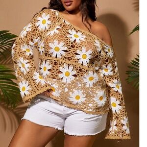 Floral Crochet Off-Shoulder Top